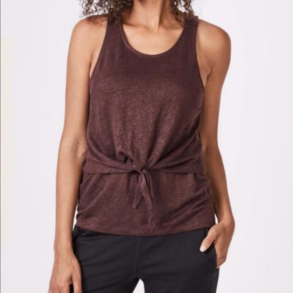 Sweaty Betty Gratitude Olive Green Linen Activewear Top